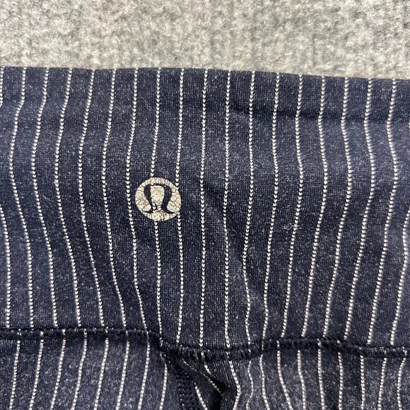 Lululemon Wunder Under Leggings Sz 4 Navy White Pinstripe High Rise Full Length - Picture 6 of 13